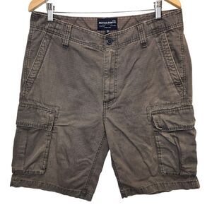 Nautica Men's 33 Brown Flat Front Cargo Cotton Shorts